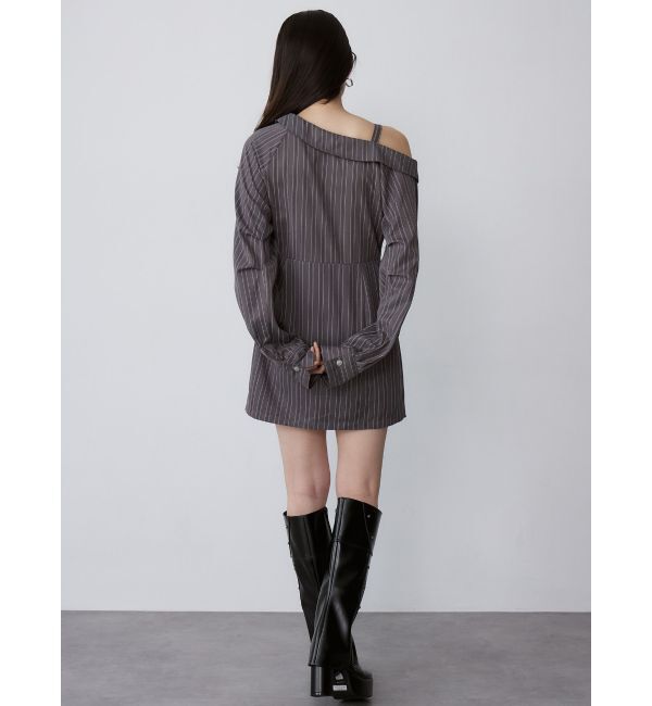 MURUA「アシメショルダーミニシャツワンピース」|ワンピース|