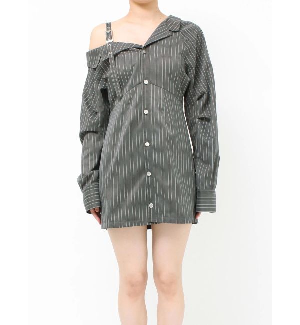 MURUA「アシメショルダーミニシャツワンピース」|ワンピース|