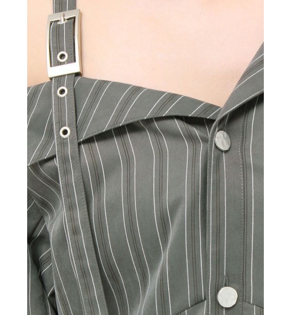 MURUA「アシメショルダーミニシャツワンピース」|ワンピース|