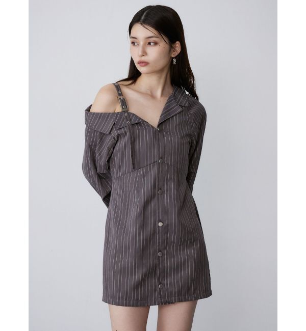 MURUA「アシメショルダーミニシャツワンピース」|ワンピース|