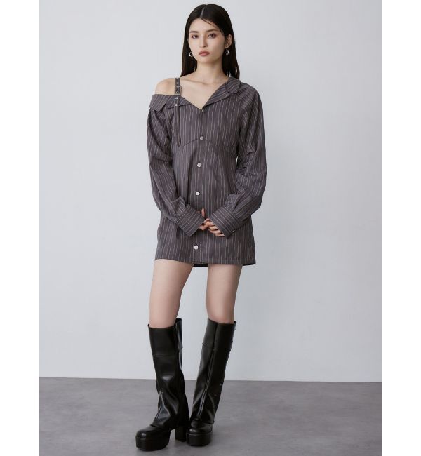 MURUA「アシメショルダーミニシャツワンピース」|ワンピース|