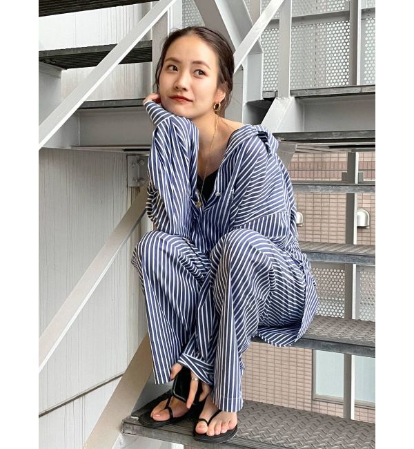 Ungrid「スリーブボリュームビッグストライプシャツ」|シャツ・ブラウス|