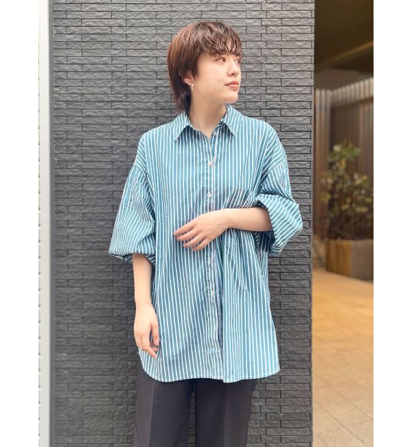 Ungrid「スリーブボリュームビッグストライプシャツ」|シャツ・ブラウス|