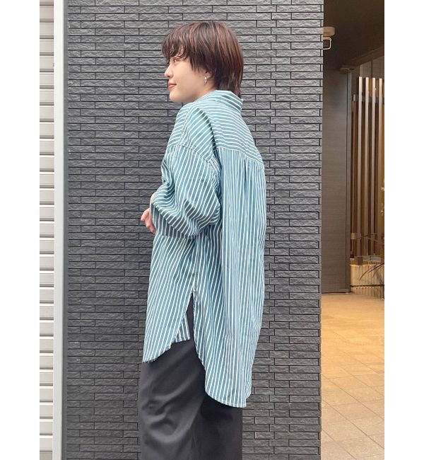 Ungrid「スリーブボリュームビッグストライプシャツ」|シャツ・ブラウス|