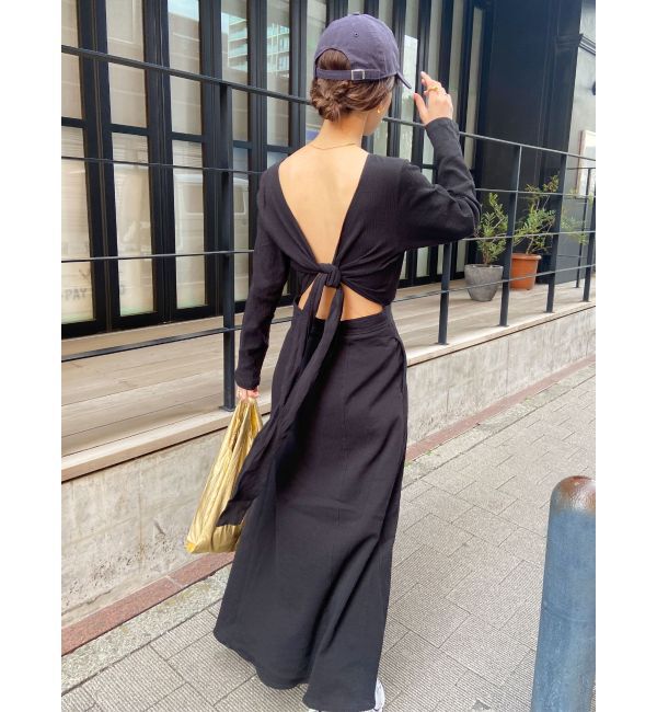 Ungrid「バックリボンフレアワンピース」|ワンピース|