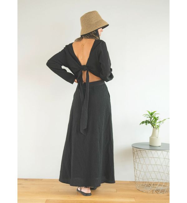 Ungrid「バックリボンフレアワンピース」|ワンピース|ブラック