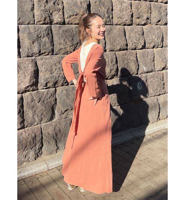 Ungrid「バックリボンフレアワンピース」|ワンピース|オレンジ