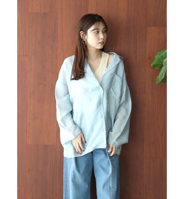 Ungrid「開襟サテンルーズシャツ」|シャツ・ブラウス|