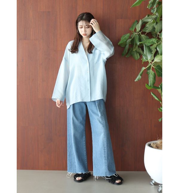 Ungrid「開襟サテンルーズシャツ」|シャツ・ブラウス|