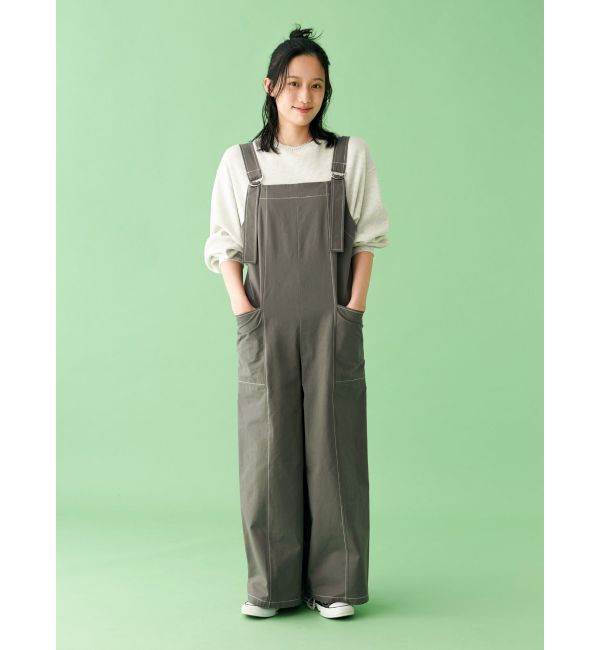 Ungrid「【WEB限定】ステッチデザインサロペット」|オールインワン|