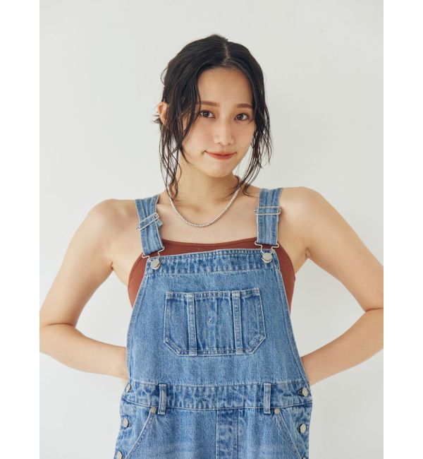 Ungrid「カーブシルエットデニムサロペット」|オールインワン|