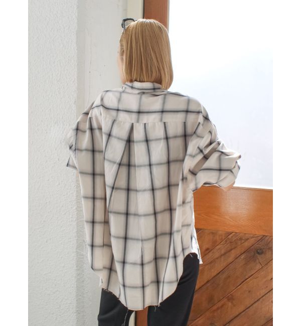 Ungrid「カットオフデザインチェックルーズシャツ」|シャツ・ブラウス|
