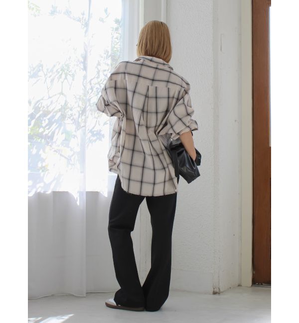 Ungrid「カットオフデザインチェックルーズシャツ」|シャツ・ブラウス|