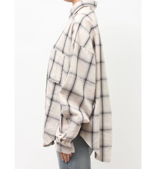 Ungrid「カットオフデザインチェックルーズシャツ」|シャツ・ブラウス|