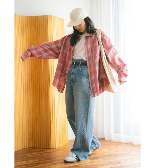 Ungrid「カットオフデザインチェックルーズシャツ」|シャツ・ブラウス|