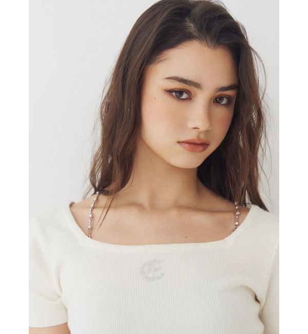 EVRIS「ワンポイントビジューチェーンニットトップス」|ニット・セーター|
