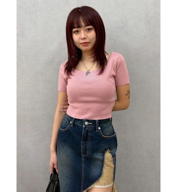 EVRIS「ワンポイントビジューチェーンニットトップス」|ニット・セーター|