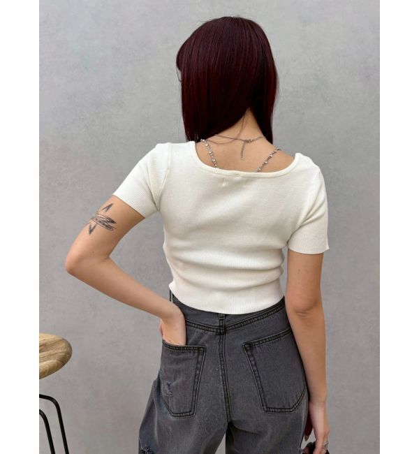 EVRIS「ワンポイントビジューチェーンニットトップス」|ニット・セーター|