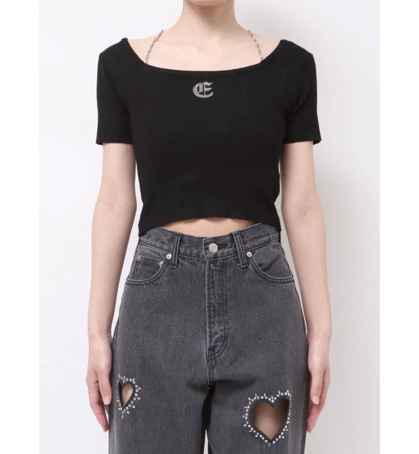 EVRIS「ワンポイントビジューチェーンニットトップス」|ニット・セーター|