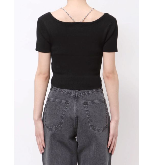 EVRIS「ワンポイントビジューチェーンニットトップス」|ニット・セーター|