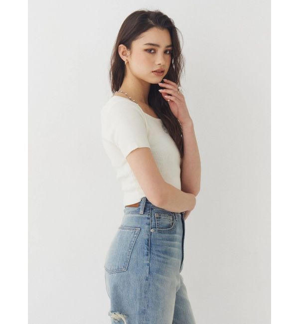 EVRIS「ワンポイントビジューチェーンニットトップス」|ニット・セーター|