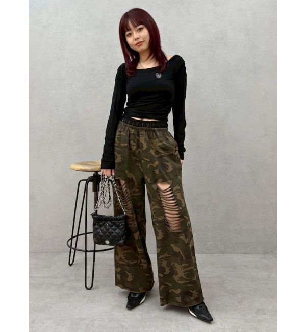 EVRIS「オフショルフーディトップス」|Tシャツ・カットソー|