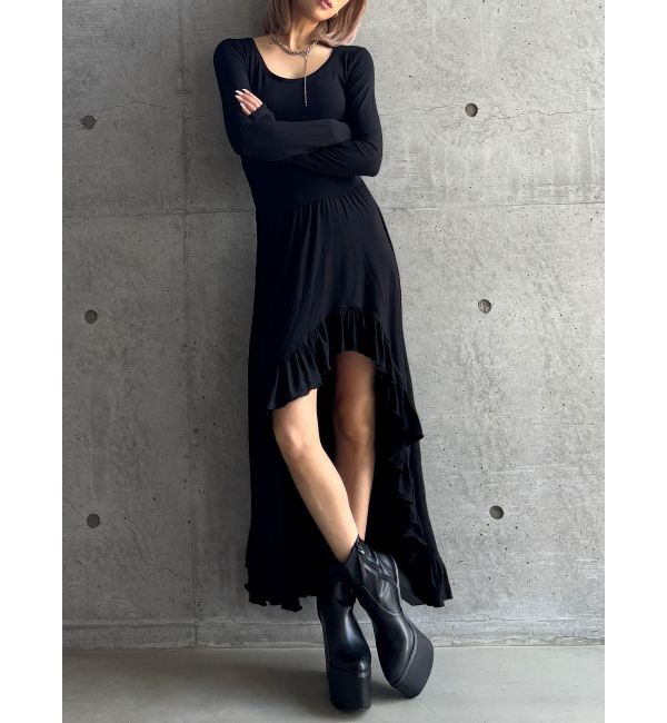 GYDA「【TINY】asymmetryフリルLONGワンピース」|ワンピース|