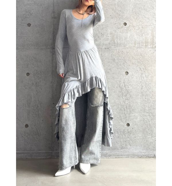 GYDA「【TINY】asymmetryフリルLONGワンピース」|ワンピース|