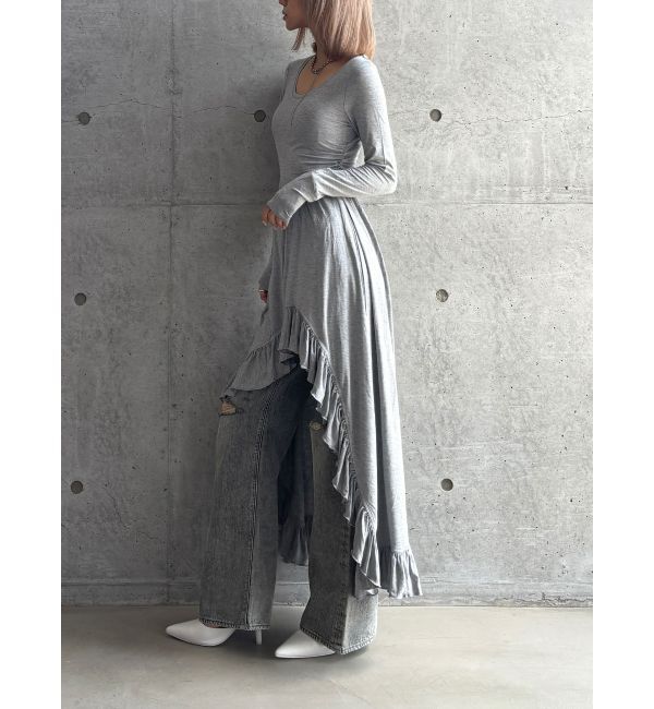 GYDA「【TINY】asymmetryフリルLONGワンピース」|ワンピース|