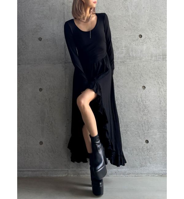 GYDA「【TINY】asymmetryフリルLONGワンピース」|ワンピース|