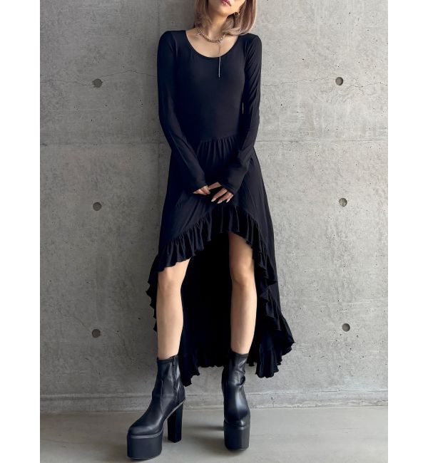 GYDA「【TINY】asymmetryフリルLONGワンピース」|ワンピース|