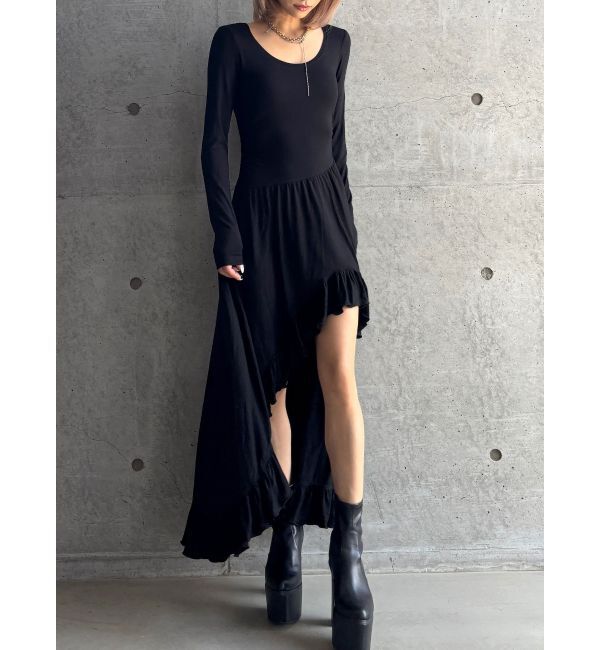 GYDA「【TINY】asymmetryフリルLONGワンピース」|ワンピース|
