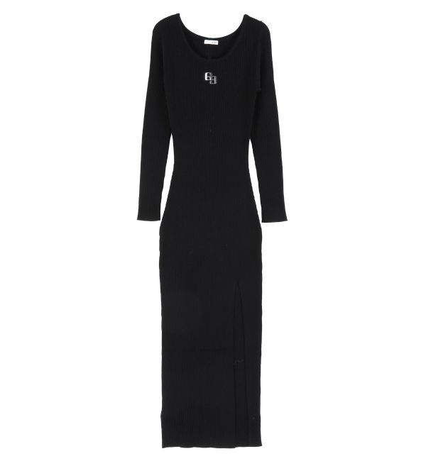 GYDA「GGプレート long sleeve LONGニットワンピース」|ワンピース|