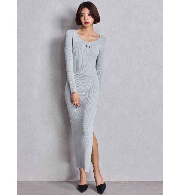 GYDA「GGプレート long sleeve LONGニットワンピース」|ワンピース|