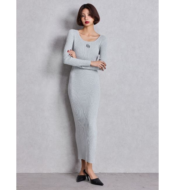 GYDA「GGプレート long sleeve LONGニットワンピース」|ワンピース|