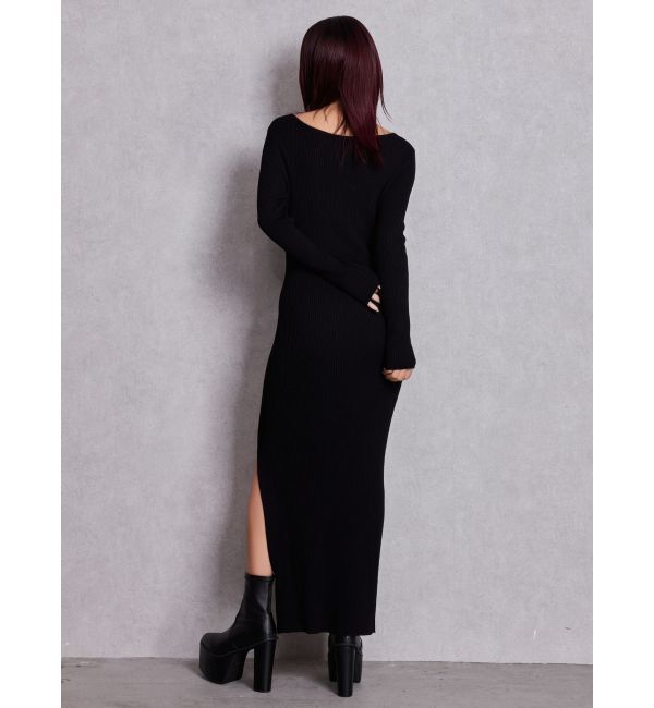 GYDA「GGプレート long sleeve LONGニットワンピース」|ワンピース|