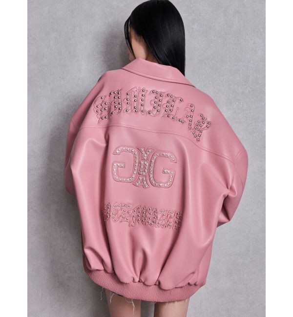 GYDA「bijou Symmetry GYDAフェイクレザーBIGブルゾン」|ブルゾン・スタジャン|