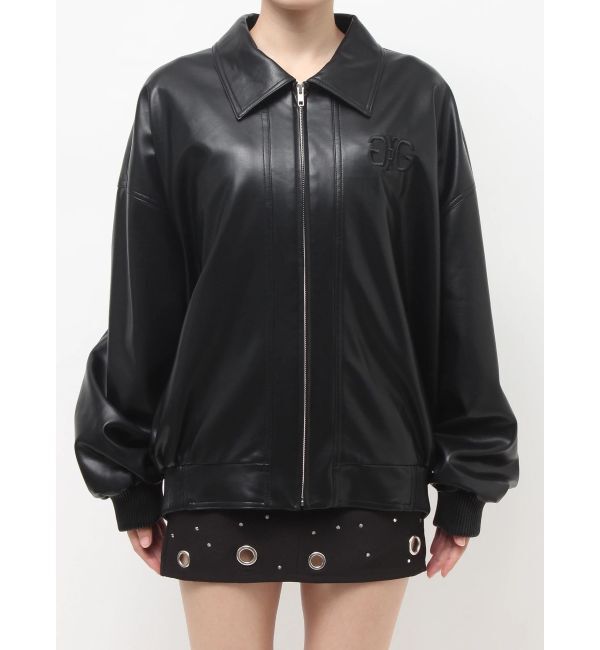 GYDA「bijou Symmetry GYDAフェイクレザーBIGブルゾン」|ブルゾン・スタジャン|