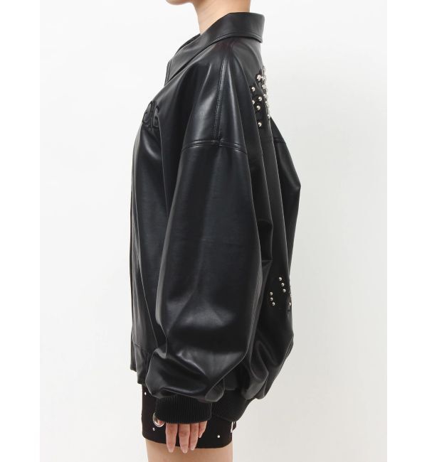 GYDA「bijou Symmetry GYDAフェイクレザーBIGブルゾン」|ブルゾン・スタジャン|