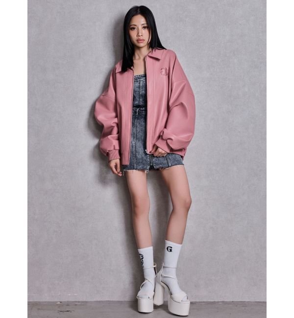 GYDA「bijou Symmetry GYDAフェイクレザーBIGブルゾン」|ブルゾン・スタジャン|