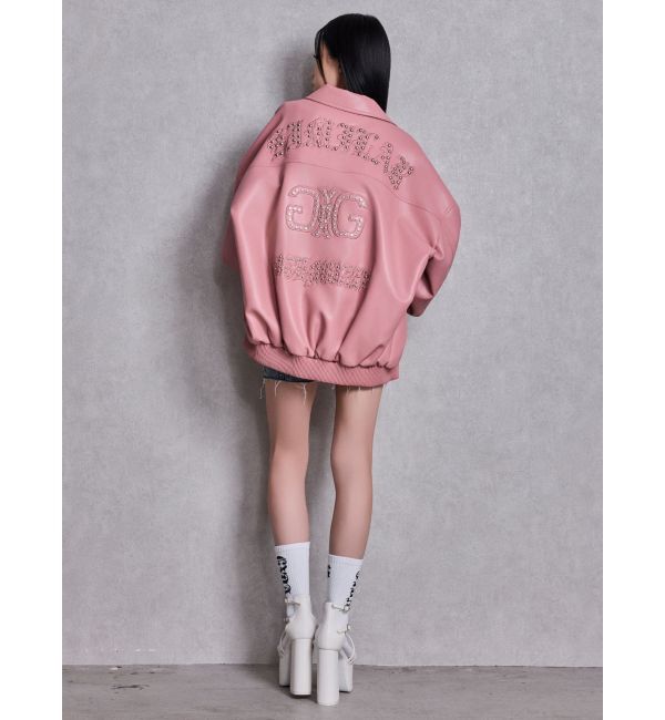 GYDA「bijou Symmetry GYDAフェイクレザーBIGブルゾン」|ブルゾン・スタジャン|