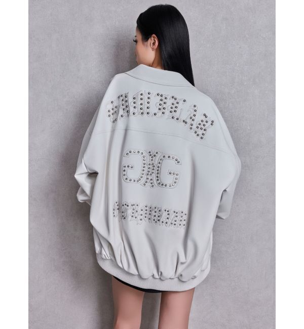 GYDA「bijou Symmetry GYDAフェイクレザーBIGブルゾン」|ブルゾン・スタジャン|