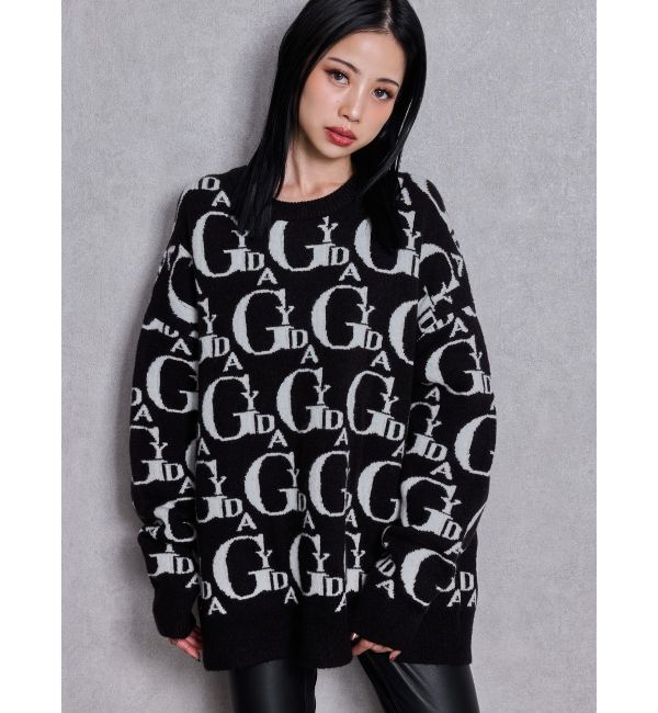 GYDA「GYDA PATTERN ニットトップス」|ニット・セーター|ブラック