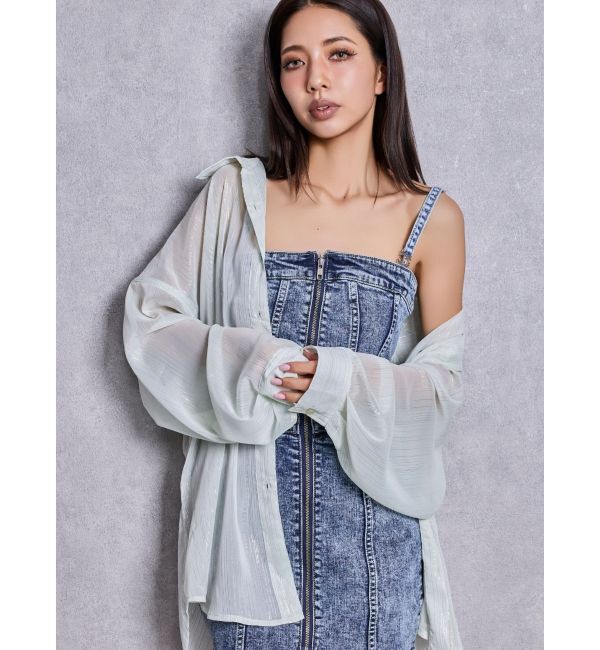 GYDA「オーバーラメシアーシャツ」|シャツ・ブラウス|ミントグリーン