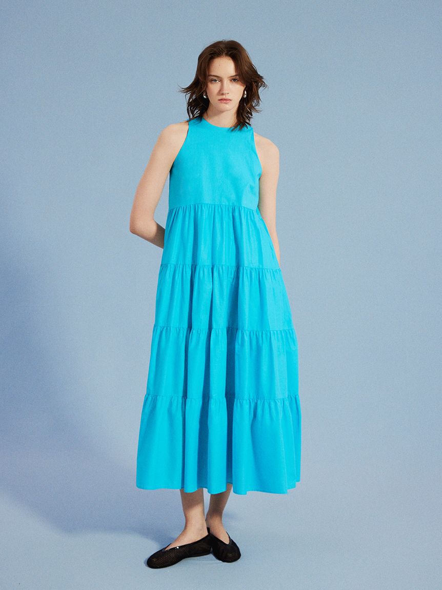 Mila Owen「【ウォッシャブル】クルーネックアメスリティアードロングワンピース」|ワンピース|