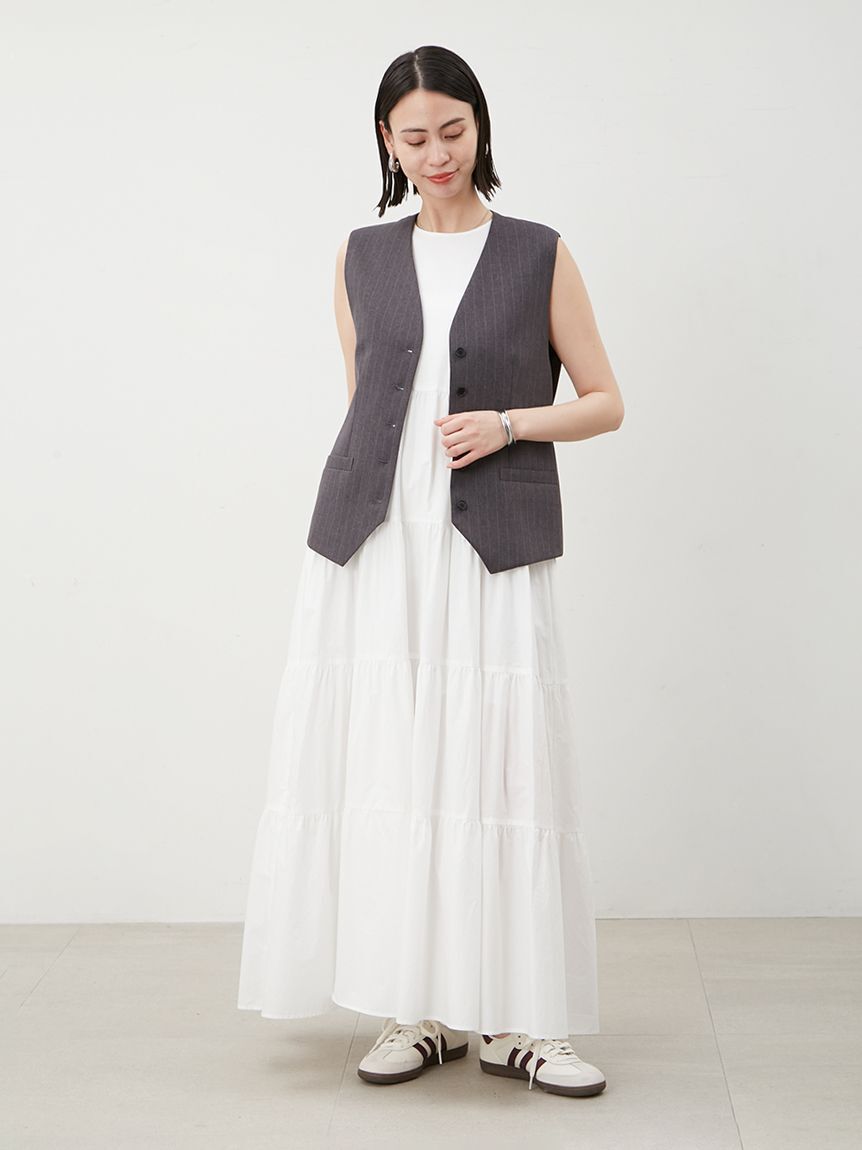 Mila Owen「【ウォッシャブル】クルーネックアメスリティアードロングワンピース」|ワンピース|