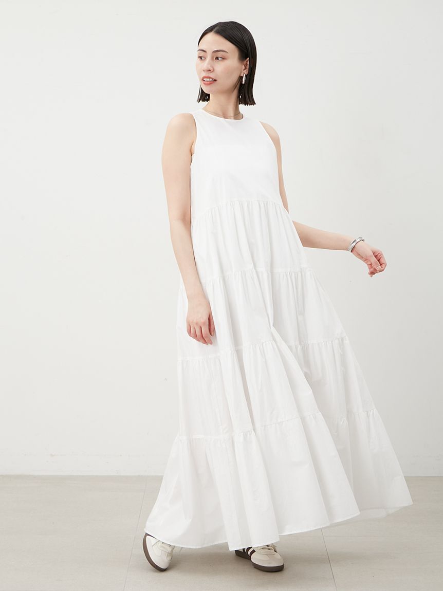 Mila Owen「【ウォッシャブル】クルーネックアメスリティアードロングワンピース」|ワンピース|