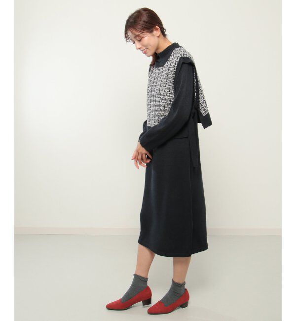 ikka「【2点セット】ニットベストワンピースアンサンブル」|ワンピース|ブラック