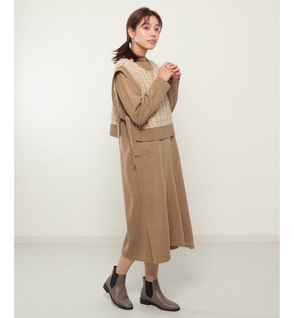 ikka「【2点セット】ニットベストワンピースアンサンブル」|ワンピース|