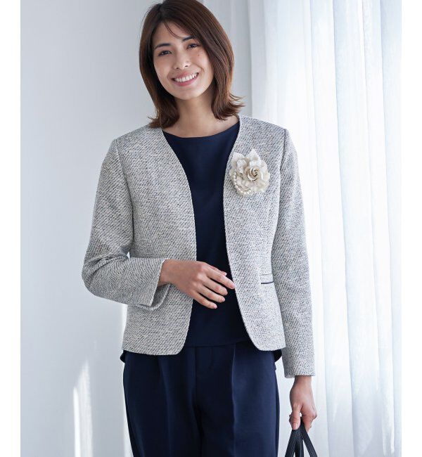 IKKA LOUNGE「ファンシーツイードジャケット」|その他|オフホワイト